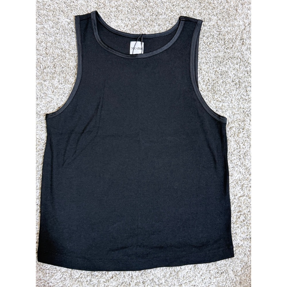 Nic+Zoe Black Onyx Ribbed Tank Top Scoop Neck F251093 Size L NWT